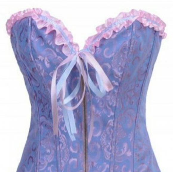 Tops - HP✨Gorgeous lavender jacquard corset w/pink & blue